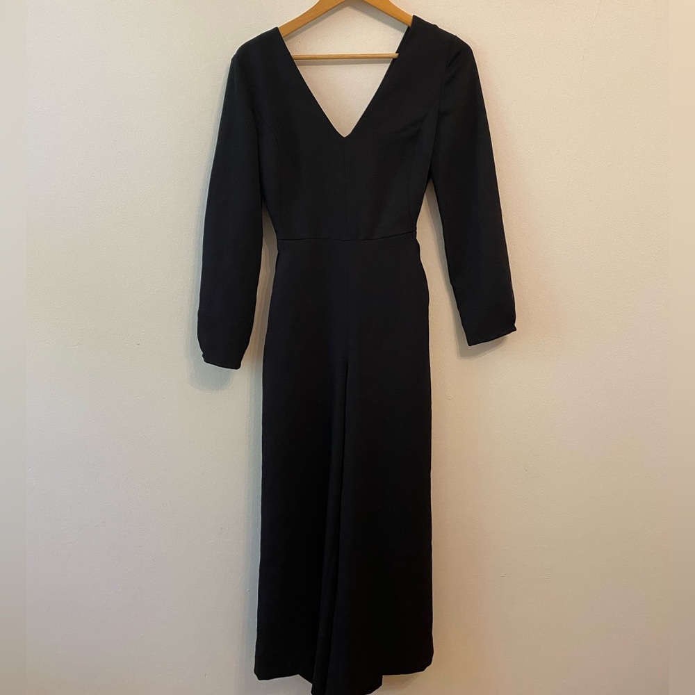 Wilfred v neck jumpsuit in black with tie